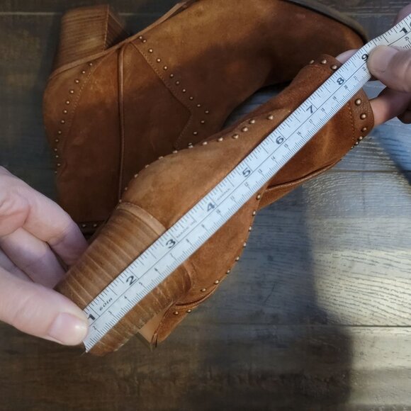 NEW Italeau Ankle Boots Womens 9.5 Brown Suede Studded Western Cowgirl Rustic - Picture 10 of 11